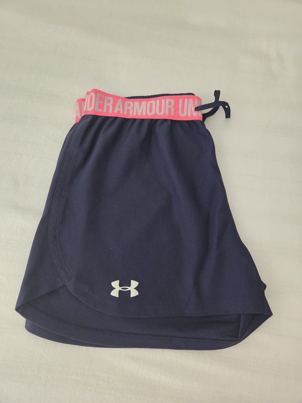 Under Armour Women’s Navy Shorts with Pink Waistband